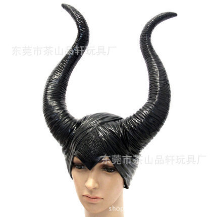 ฮาโลวีนปีศาจ Sleeping Magic Curse Bar Party COS Sleeping Beauty Miko Props สีดําฮอร์นหมวกหน้ากาก LTT