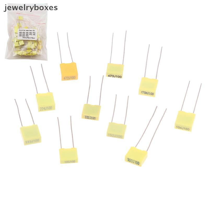 [jewelryboxes] 50PCS 102J 152J 332J 472J 103J 333J 473J 104J 224J 447J 100V Correction Capacitor Kit