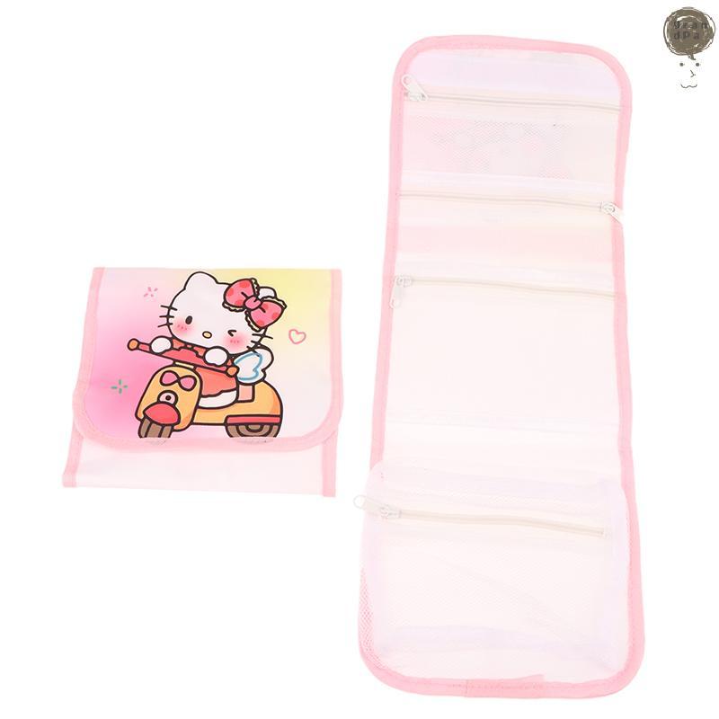 [GR] Hello Kitty Folding Makeup Bag Sanrio KT Cat Pencil Case Cute Travel Cosmetics Brush Storage Ba