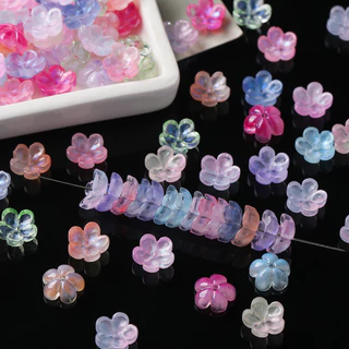 St.kunkka 20 ชิ้น ดอกไม้แก้วเล็ก 9.5 x 10 มม ลูกปัดแก้วดอกไม้ สำหรับทำสร้อยข้อมือและสร้อยคอมืองาน DIY