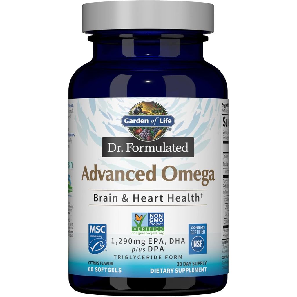 สวนแห่งชีวิต ดร. น้ํามันปลากาขั้นสูงสูตร - มะนาว, 1,290 มก. EPA, DHA + DPA แบบ Triglyceride Form, Si