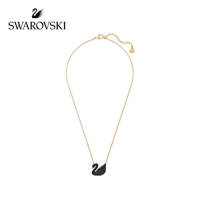 สร้อยคอมุก Swarovski Iconic Swan ดำ พร้อมกลิตเตอร์ สำหรับผู้หญิง ราคา ถูกที่สุด ดีลบีเคเค แกลเลอรีภาพที่ 4