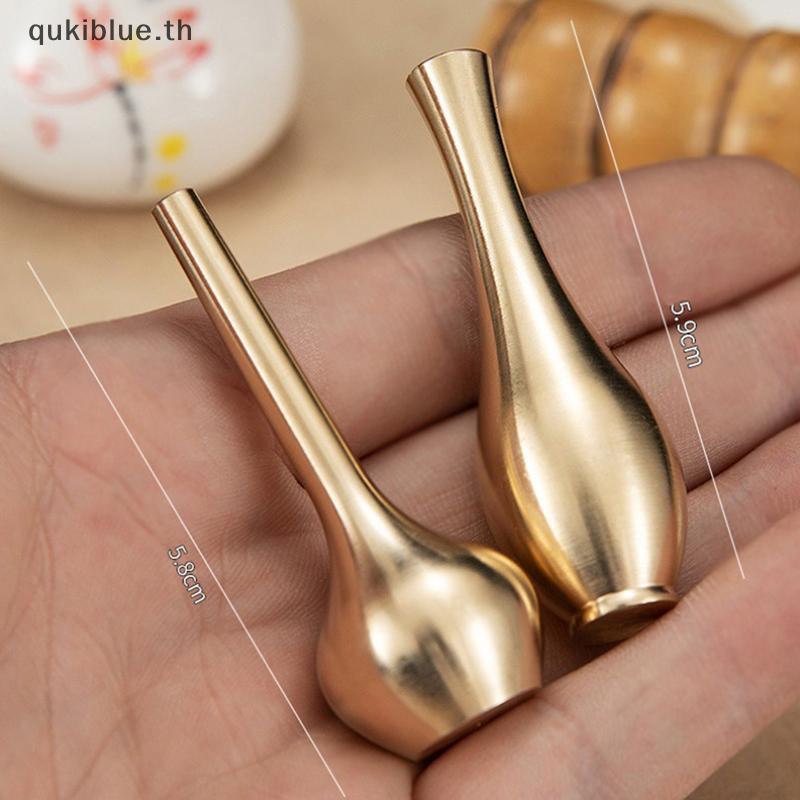Qukiblue Mini แจกันทองแดงบริสุทธิ์ สไตล์ดั้งเดิมสำหรับตกแต่งห้องนั่งเล่น