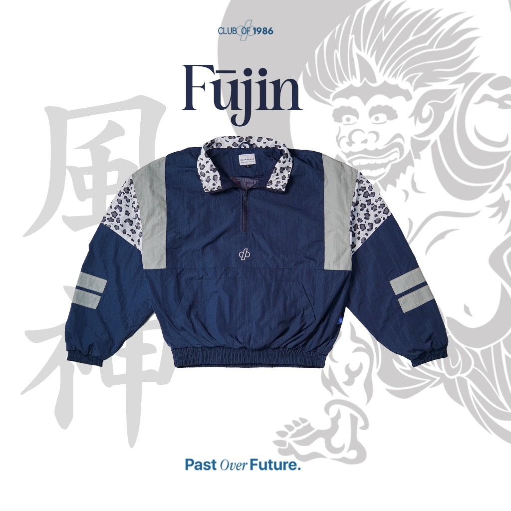 Club Of 1986 FUJIN Nylon Vintage Jacket / Retro Oversize Colorblock Leopard Print Jacket