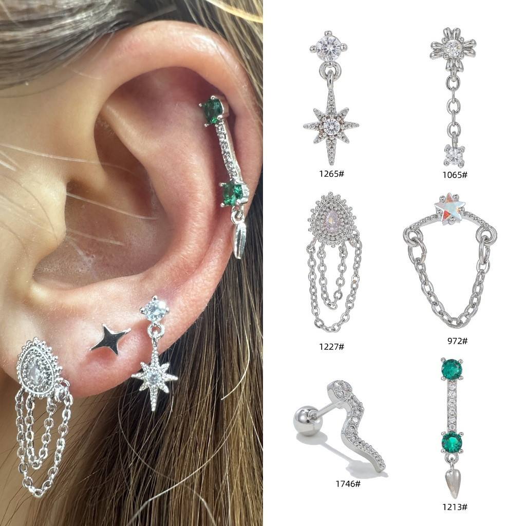 1 ชิ้น G23 ต่างหูเหล็กไทเทเนียม Star Drop ต่างหูโซ่ต่างหูพู่แฟชั่นผู้หญิงเครื่องประดับ