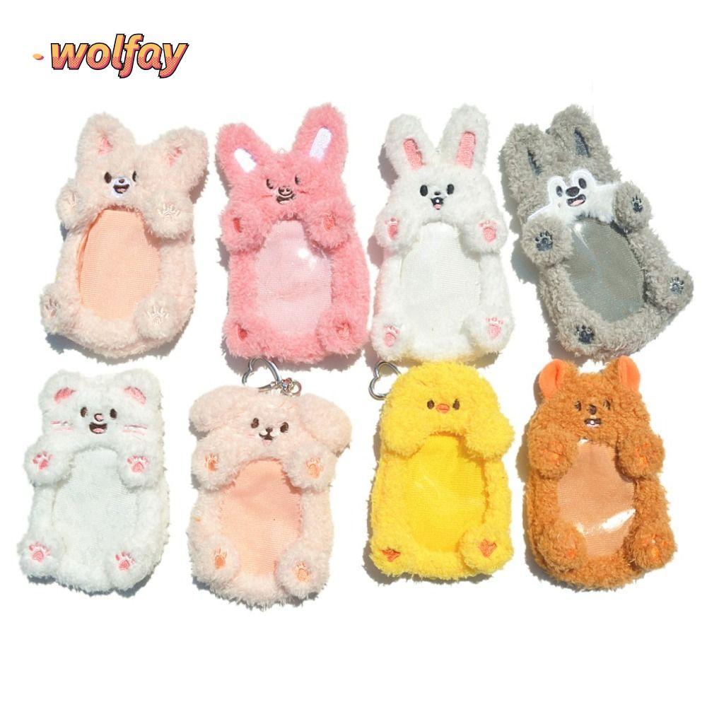 WOLFAY Stray Kids Photo Card Holder, SKZOO Bag Pendant Plush Photocard, แฟชั่นการ์ตูนน่ารักฝาครอบป้อ