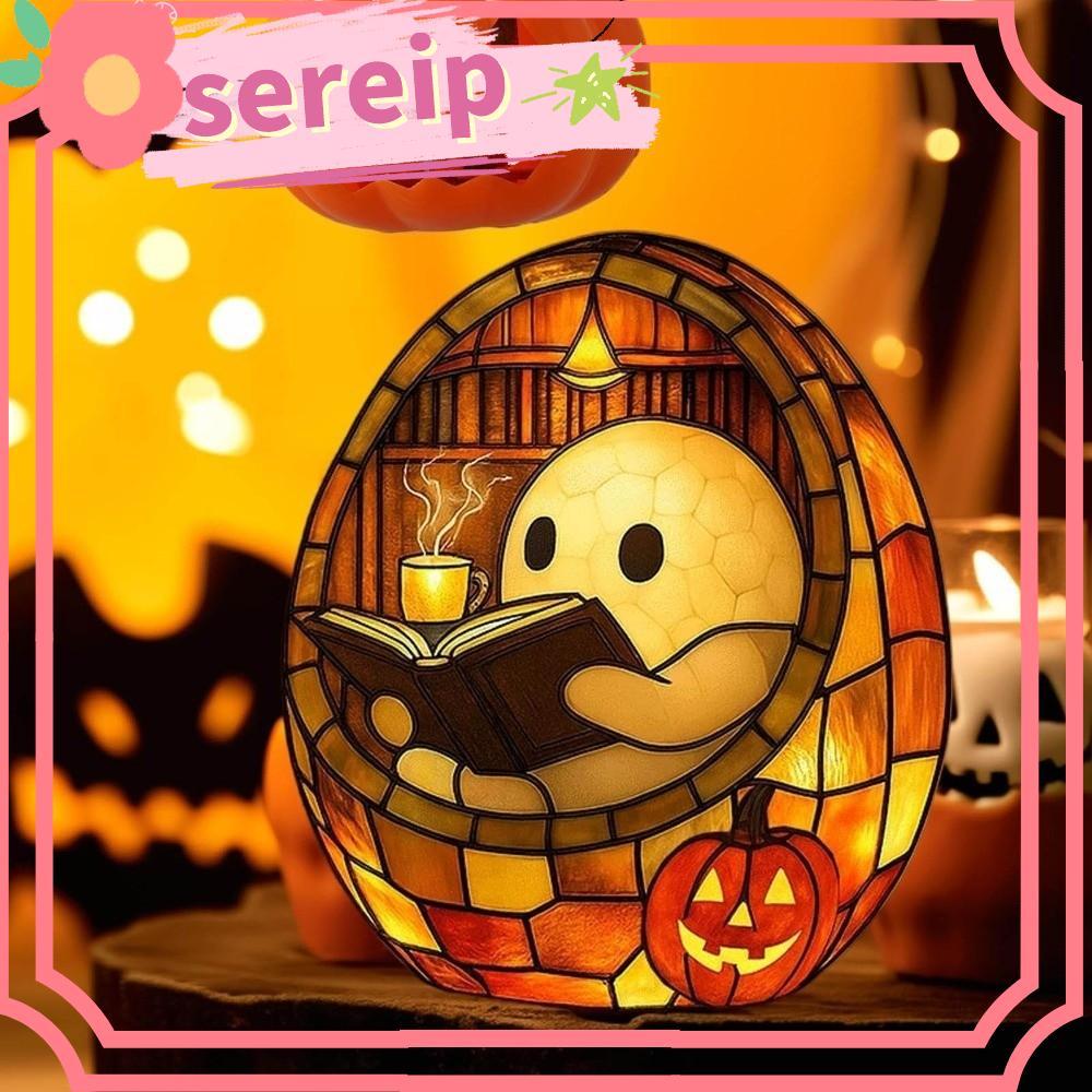 SERIP Ghost อ่านหนังสือโคมไฟ, Handmade Ghost Decor ฮาโลวีน Ghosts Night Light, Flicking Light น่ารัก