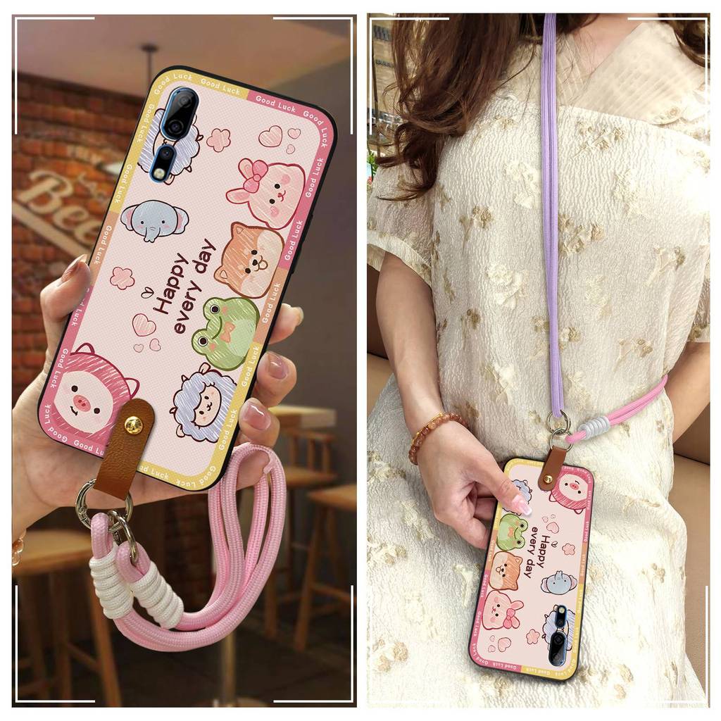 Graffiti ป้องกันเคสโทรศัพท์สําหรับ ZTE Axon 10 Pro Full wrap สร้อยคอ Lanyard ออกแบบแฟชั่น Anti-ฝุ่น 