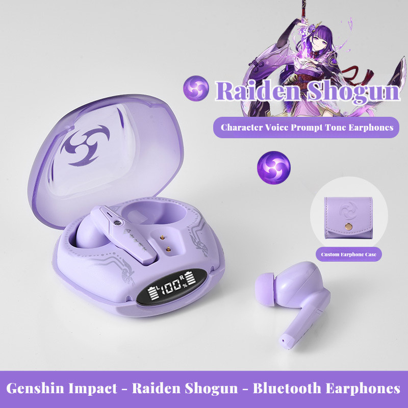 Genshin Impact Collaboration Merch 2025 รุ่นใหม่ Raiden Shogun หูฟังบลูทูธอินเอียร์ไร้สายที่แท้จริง LDJJ