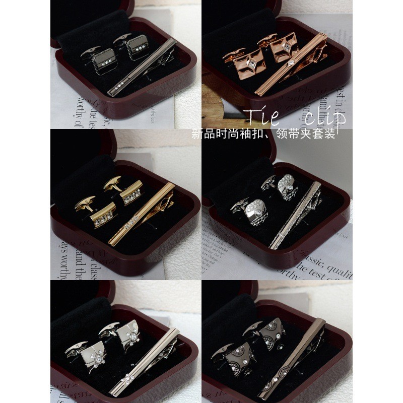 Tie Clip Cufflinks Set Fashion Mens High-End Business Pin French Shirt Buttons