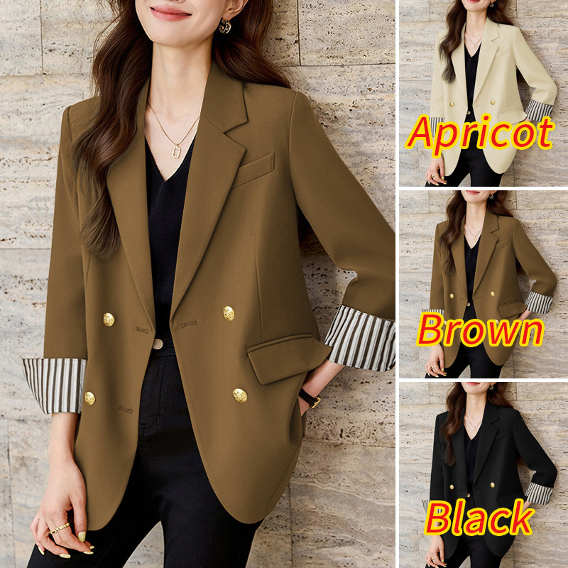 Zanzea Blazer สไตล์การเดินทางสำหรับผู้หญิง ดีไซน์ลาย_patchwork_และแขนสีตัดกัน — صورة 3