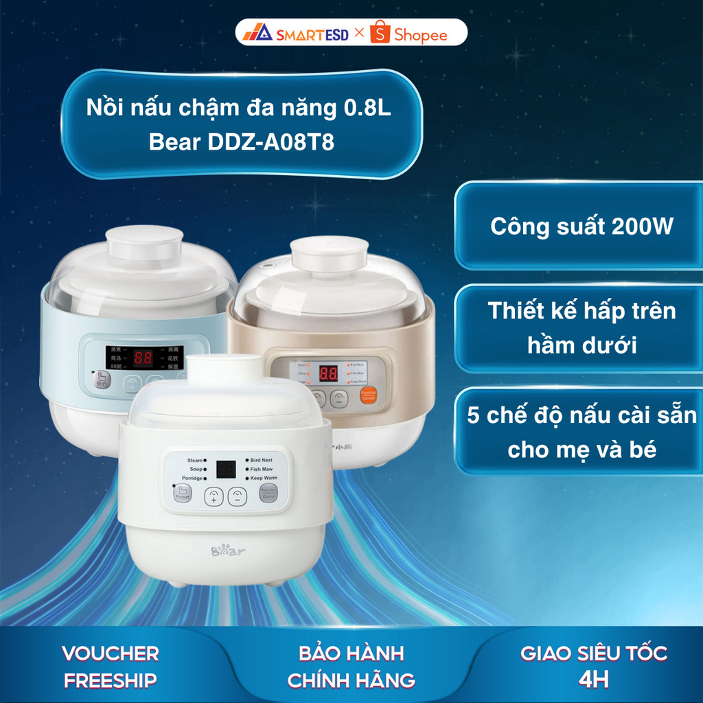 Bear DDZ-A08T8 หม้อตุ๋นมัลติฟังก์ชั่น 0.8L - สินค้าของแท้