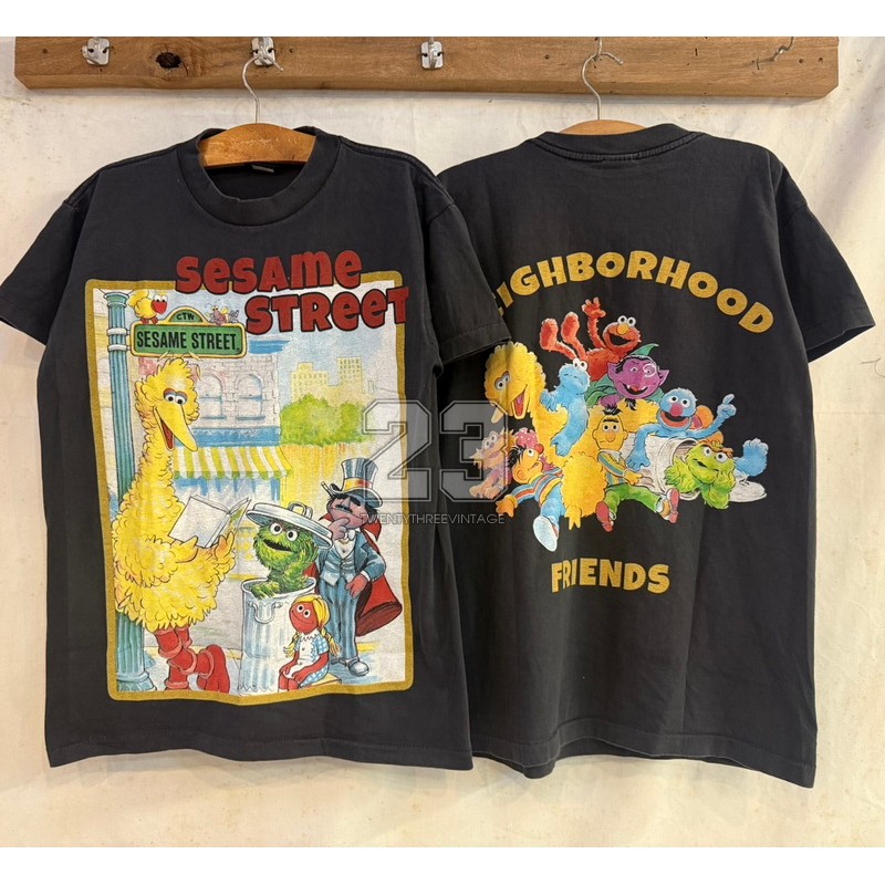 [ 23 ] sesame street neighborhood friend Bio Washed tag USA เสื้อวินเทจ เสื้อทัวร์ การ์ตูน  vintage 