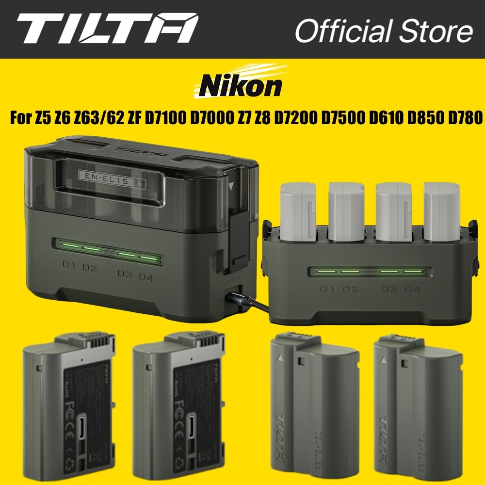 TILTA ENEL15C Camera Battery Charger Case Set 4 Channel 2400mAh Camera Battery for Nikon Z5 Z6 Z63/6