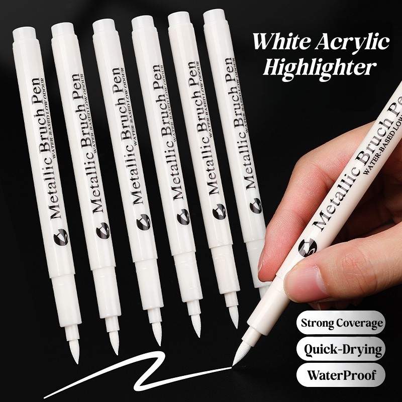 5-Pack White High Gloss Marker Quick-Drying Waterproof Art Painting Embellishment เครื่องเขียน WJ865