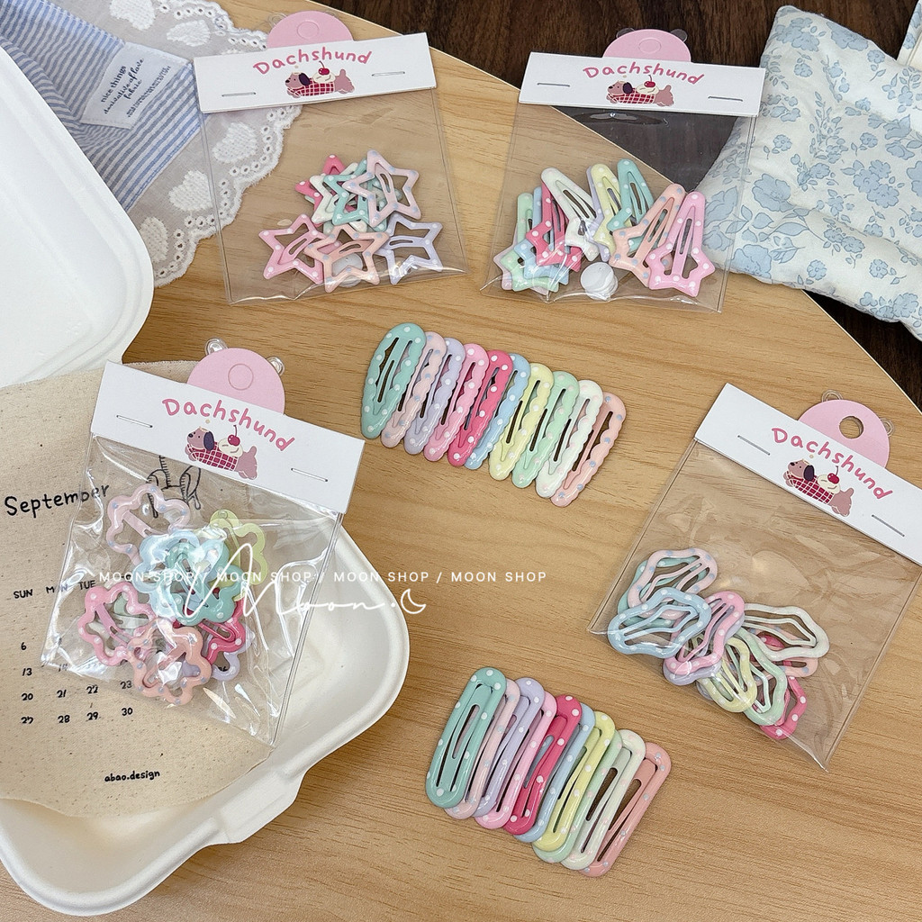 Sweet Polka Dot Hollow ดอกไม้ Water Drop กิ๊บติดผมเด็กขนาดเล็กเรขาคณิต Breaking คลิป