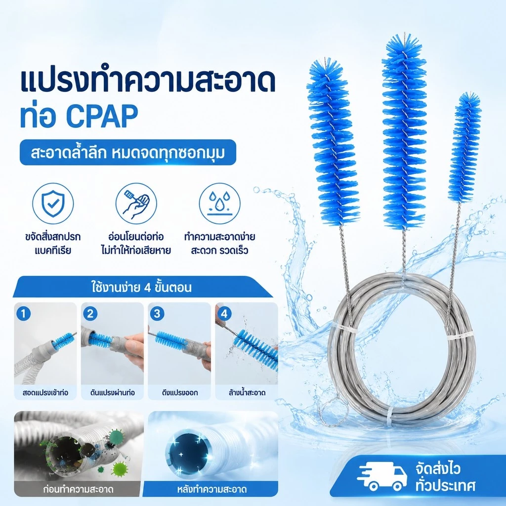 แปรงทําความสะอาดท่อเครื่องเป่า พับล้างอ่าง 22มม./15มม. พร้อมที่แขวน ปรับความเร็วได้