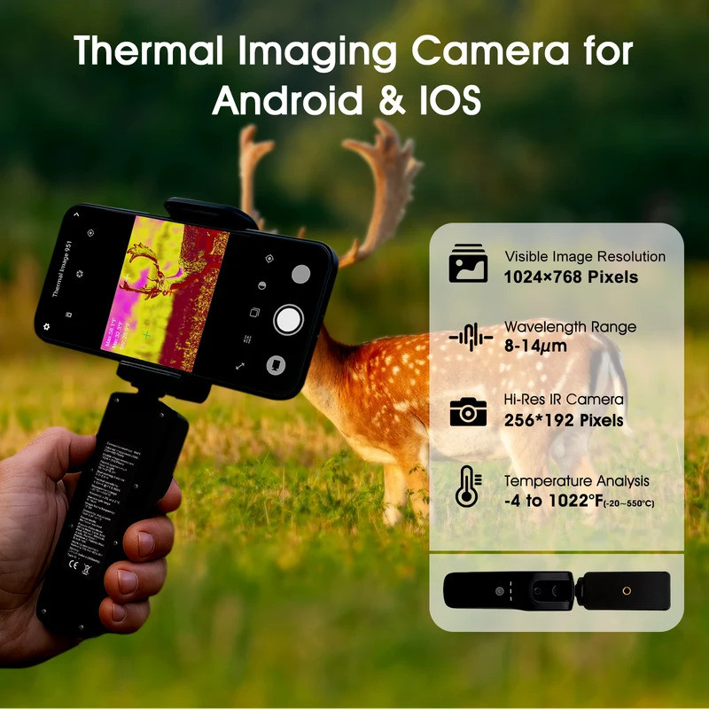 กล้องถ่ายภาพความร้อนไร้สาย,256x192 IR Resolution,-4-1022°F การตรวจจับอุณหภูมิ, เครื่องภาพความร้อน Wi