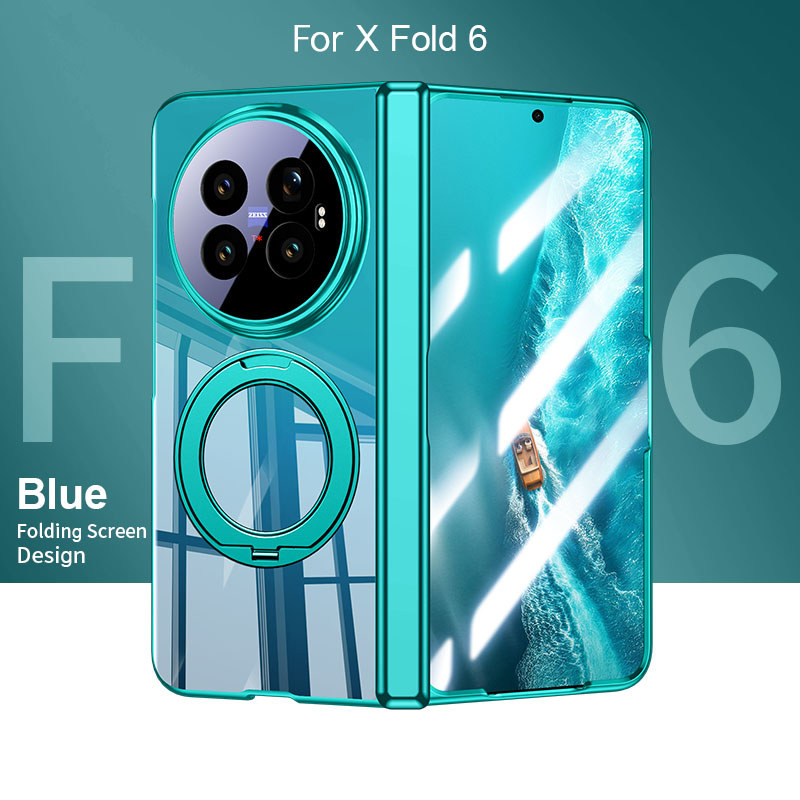 เคสใสไฟฟ้าสําหรับ Vivo X Fold6 FOLD6 Fold 6 5G 360 ° ฝาครอบป้องกันบานพับสปริงแม่เหล็กหมุนพร้อมฟิล์มก