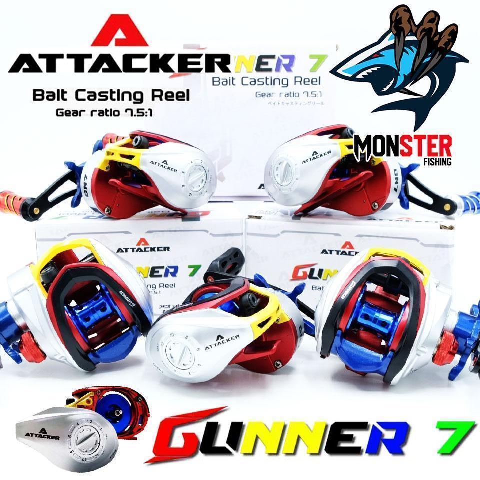 【SALE】รอกตกปลา รอกหยดน้ำ ATTACKER รุ่น GUNNER 7 BAIT CASTING REEL (มีทั้งหมุนซ้ายและหมุนขวา)