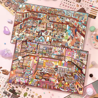 10 ชิ้น [Candy House Series] กล่องชุดสติกเกอร์ภูมิทัศน์ขนาดใหญ่พิเศษร้านเสื้อผ้าเครื่องประดับรองเท้ากร Scrapbooking