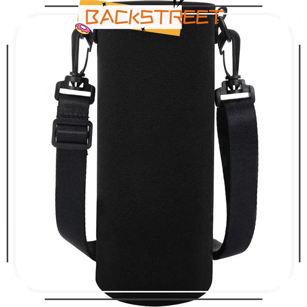 BACKSTAGEREAT Water Bottle Holder, Neoprene 750ML/1000ML/1500ML Insulated Bottle Pouch, สีดําสายรัดป