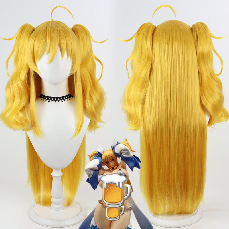 Action Taimanin Onisaki Kirara Cosplay Wig, Realistic Scalp, Detachable Twin Tails