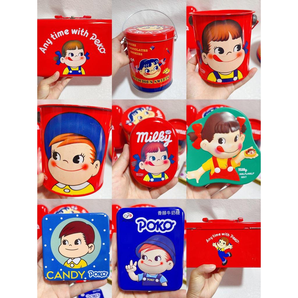 คลังสินค้าพร้อม Fujiya peko Milk Girl Tin Barrel Candy Jewelry