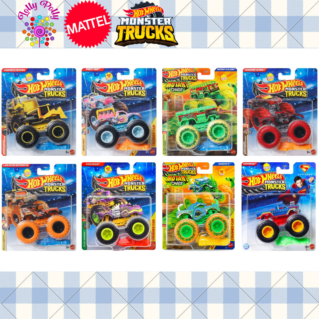 รถบรรทุกมอนสเตอร์ Hot Wheels, ของเล่น Die-Cast 1:64 Scale (FYJ44)