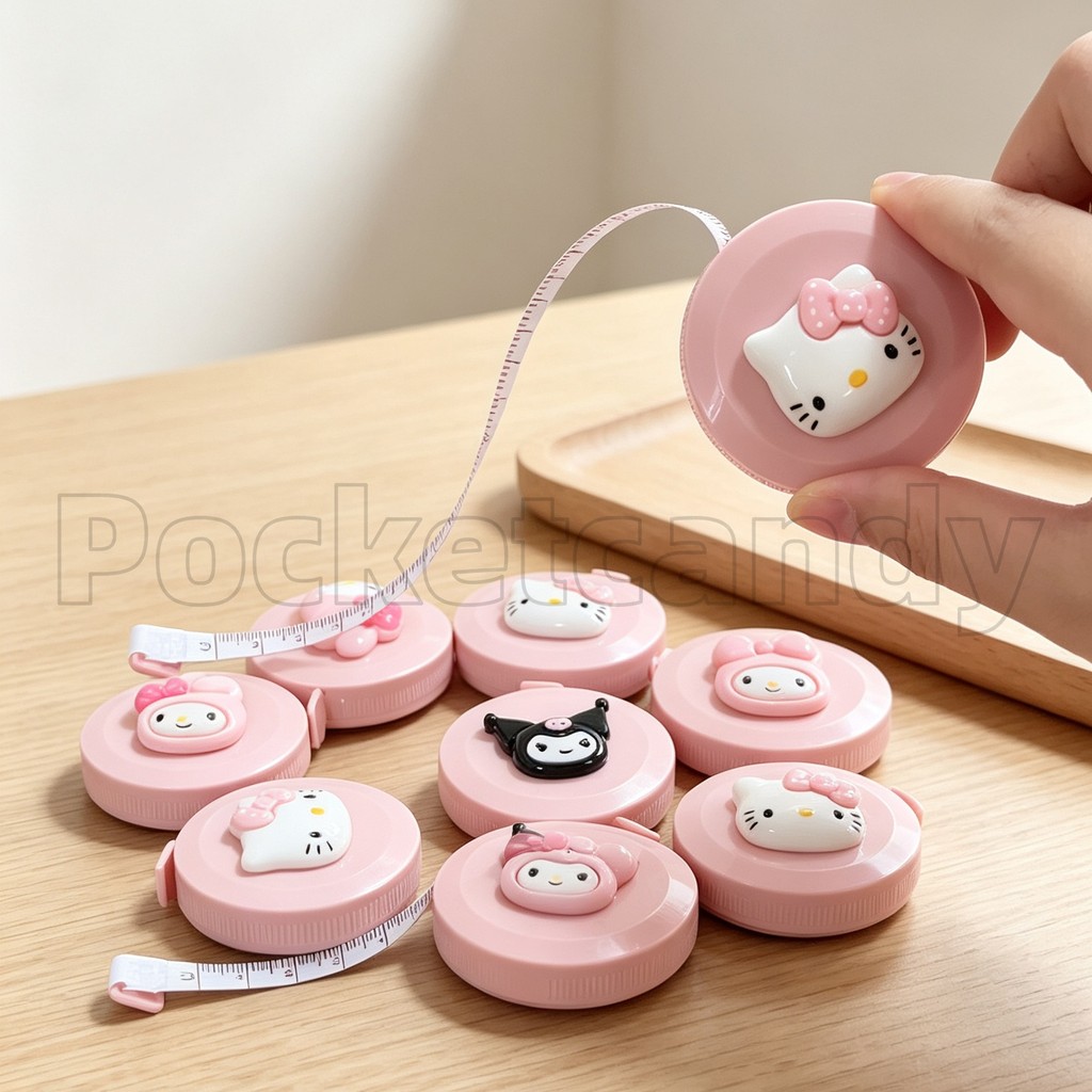 ตลับเมตรลายการ์ตูน Hello Kitty น่ารัก ตลับเมตรขนาดเล็กแบบพกพา ตลับเมตรนุ่ม สายวัดข้อมือ