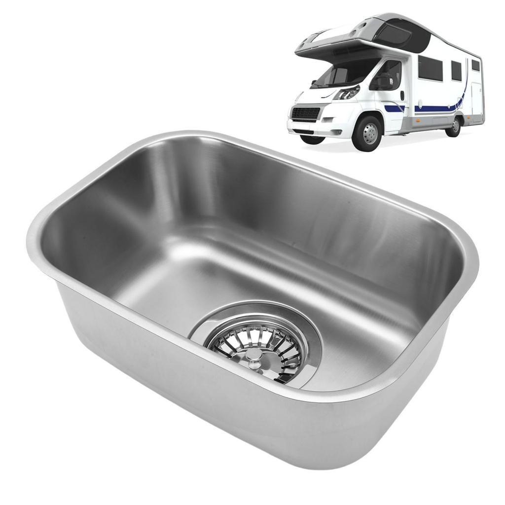 Asixxsix RV อ่างล้างจาน 2.6x8.66x4.72 นิ้วสแตนเลสเดี่ยวชามบาร์ Sinksfor Travel Trailer Yachts กลางแจ