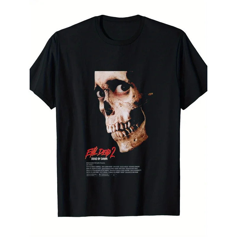 เสื้อยืดโปสเตอร์ภาพยนตร์อย่างเป็นทางการของ Evil Dead 2: Dead By Dawn สำหรับผู้ชาย - เสื้อยืดลายกราฟิ