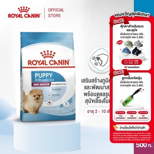 Royal Canin Mini Indoor Puppy 500g อาหารเม็ดลูกสุนัข พันธุ์เล็ก เลี้ยงในบ้าน อายุ 2-10 เดือน