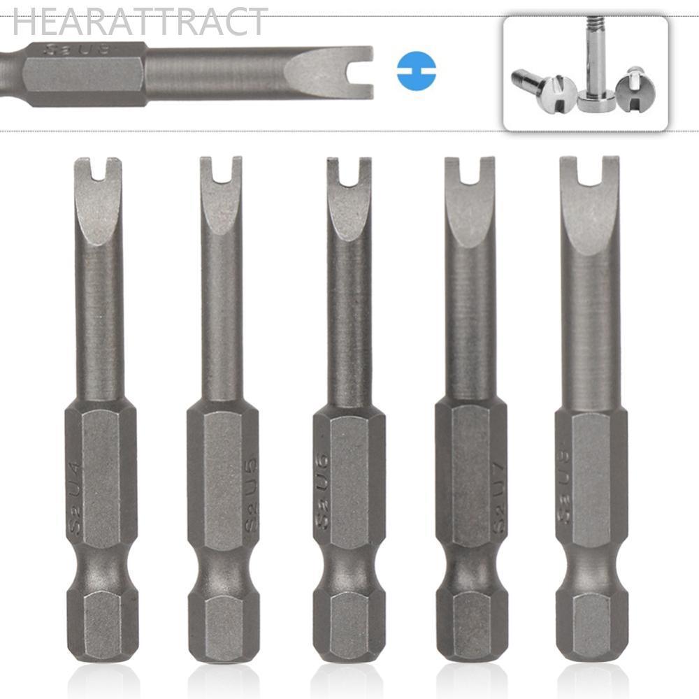 HEARATTRACT 5 ชิ้น U รูปไขควง Bits 1/4 Hex Magnetic Batch หัวชุดความยาว 50 มม.สําหรับเครื่องมือเครื่