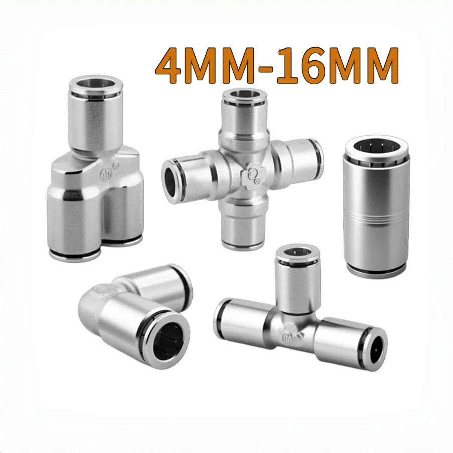 Trachea Quick Connector Equal เส้นผ่านศูนย์กลาง Quick Plug PU โดยตรงแรงดันสูง Pneumatic PE Tee Connector 4/6/8/10 ข้อศอก Four-Way