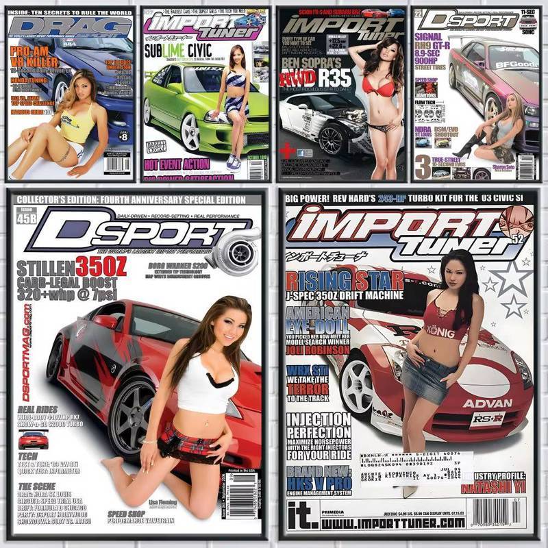 GTR JDM 80S รถญี่ปุ่น Racing นิตยสาร Retro โปสเตอร์ไม่มีกรอบ HD ผ้าใบ Wall Art ภาพวาดโรงรถตกแต่งบ้านสํานักงาน
