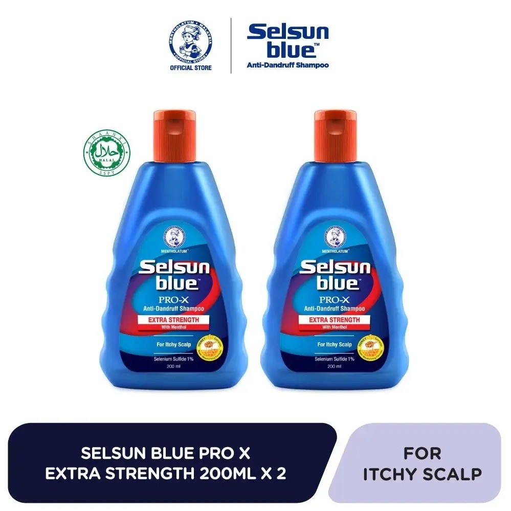 SELSUN BLUE Pro แชมพูขจัดรังแค Pro-X Extra Strength แชมพูขจัดรังแค 200ml x2 1% Selenium Sulfide - สํ