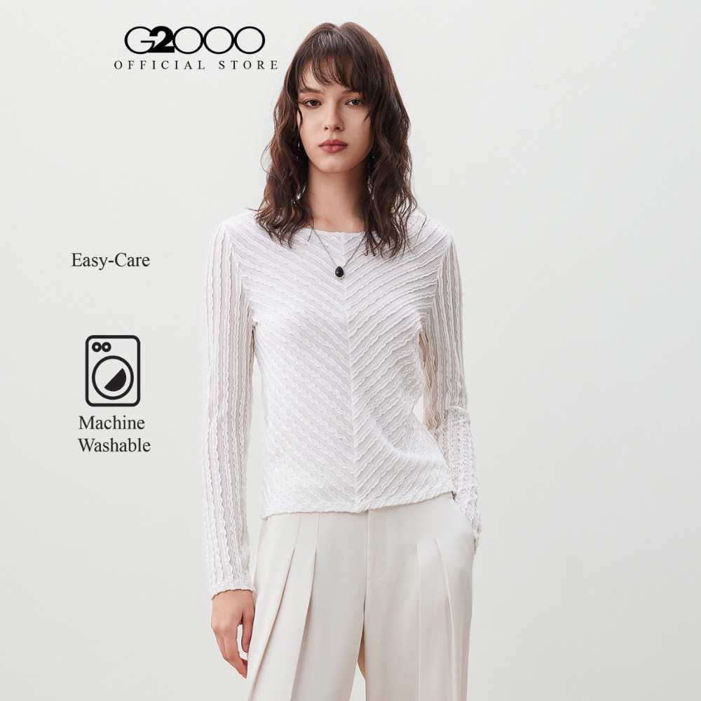 G2000 เสื้อเบลาส์ผ้ายืดสำหรับผู้หญิง ทรง Regular Fit รุ่น 5624175102 OFF-WHITE