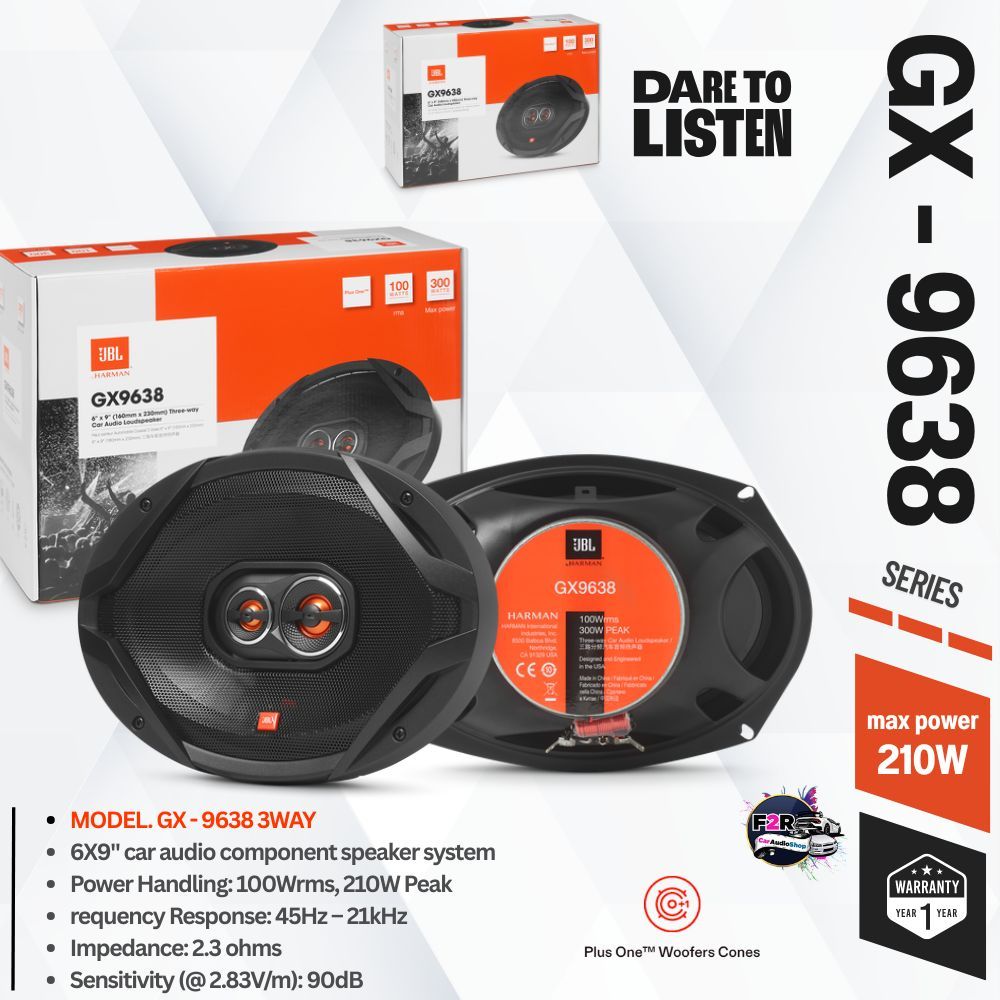 JBL GX 9638 ลำโพงติดรถยนต์ 6x9 นิ้ว ลำโพง 45Hz - 21KHz กำลังขับ 210watts เสียงครบทุกย่าน ของแท้