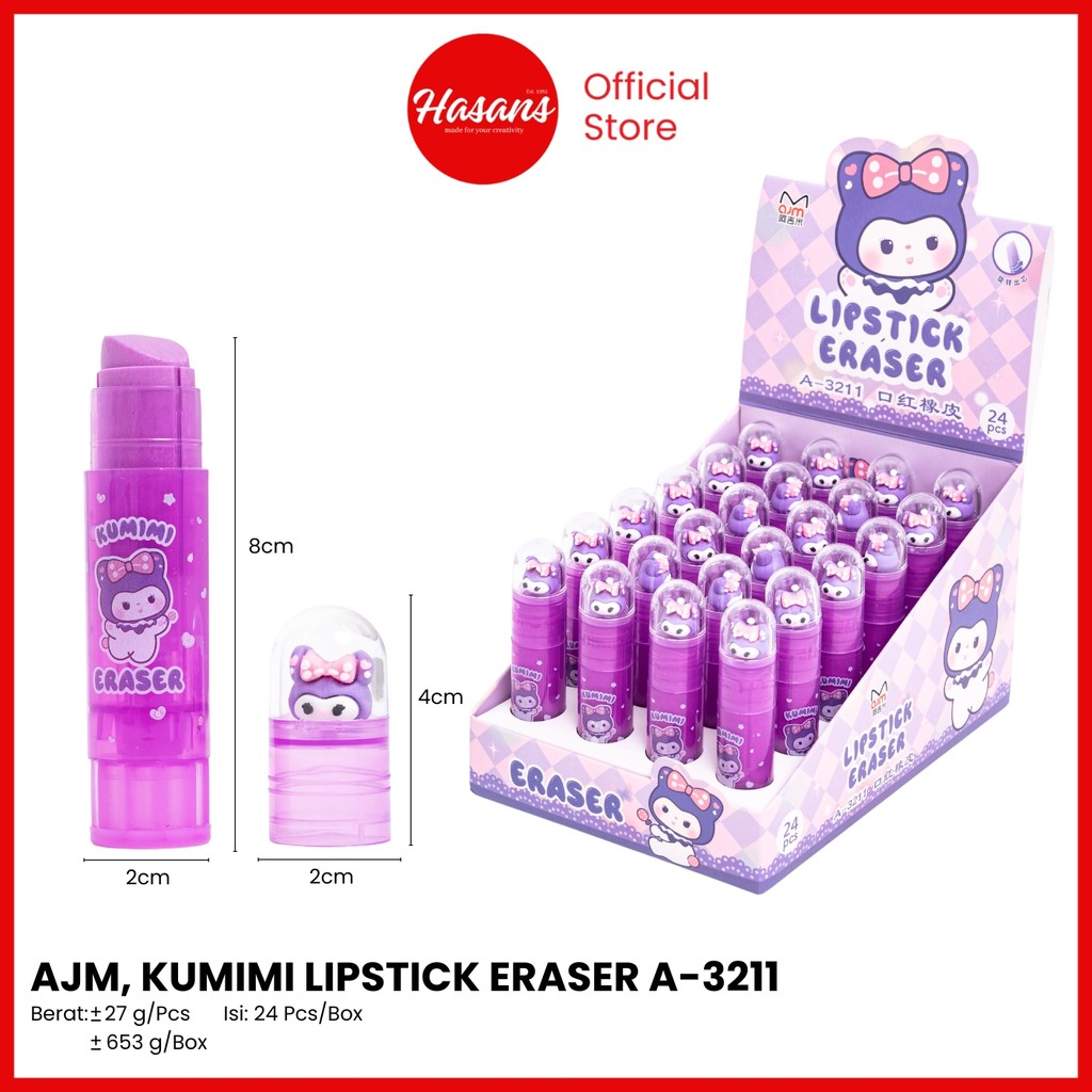HASANS - ยางลบลิปสติก A-3211 / Kumimi ยางลบลิปสติก A3211 / ยางลบลิปสติก Kumimi / ตัวละคร Kumimi A-32