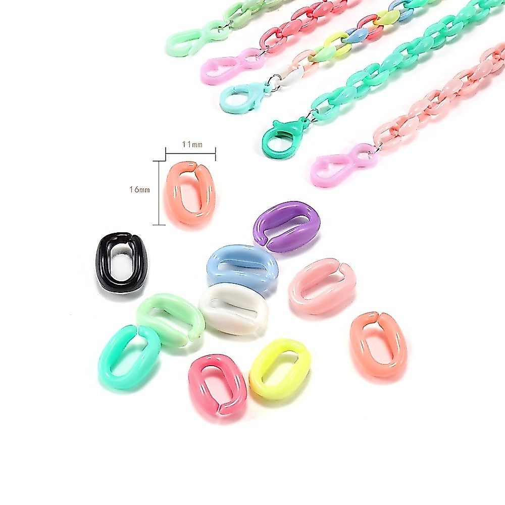 สายโซ่พลาสติก สีขนม DIY สำหรับใช้คล้องแว่น สายกระเป๋า 20 กรัม 50 ชิ้น/ถุง