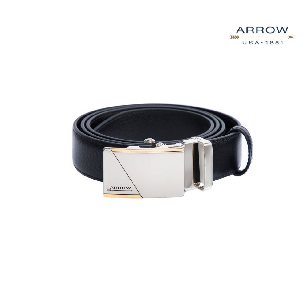 ARROW เข็มขัดผู้ชาย หัวออโต้ล็อค Auto Belt (หนังวัวแท้จากอิตาลี) สีดำ รุ่น MYCB575