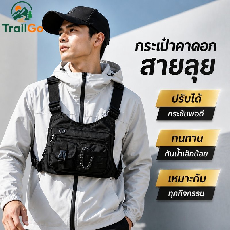 กีฬากระเป๋าหน้าอกน้ําทนไนล่อนระบายอากาศปรับสายรัดหลายกระเป๋าการจัดเก็บโทรศัพท์