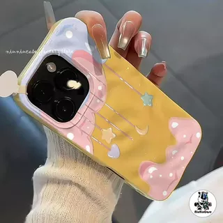 สำหรับ iPhone 13 16 11 15 17 14 12 Pro Max 15 14 16 7 8 Plus XR X XS Case สําหรับ เคสไอโฟน 17 15 INS ครีมดาวดวงจันทร์