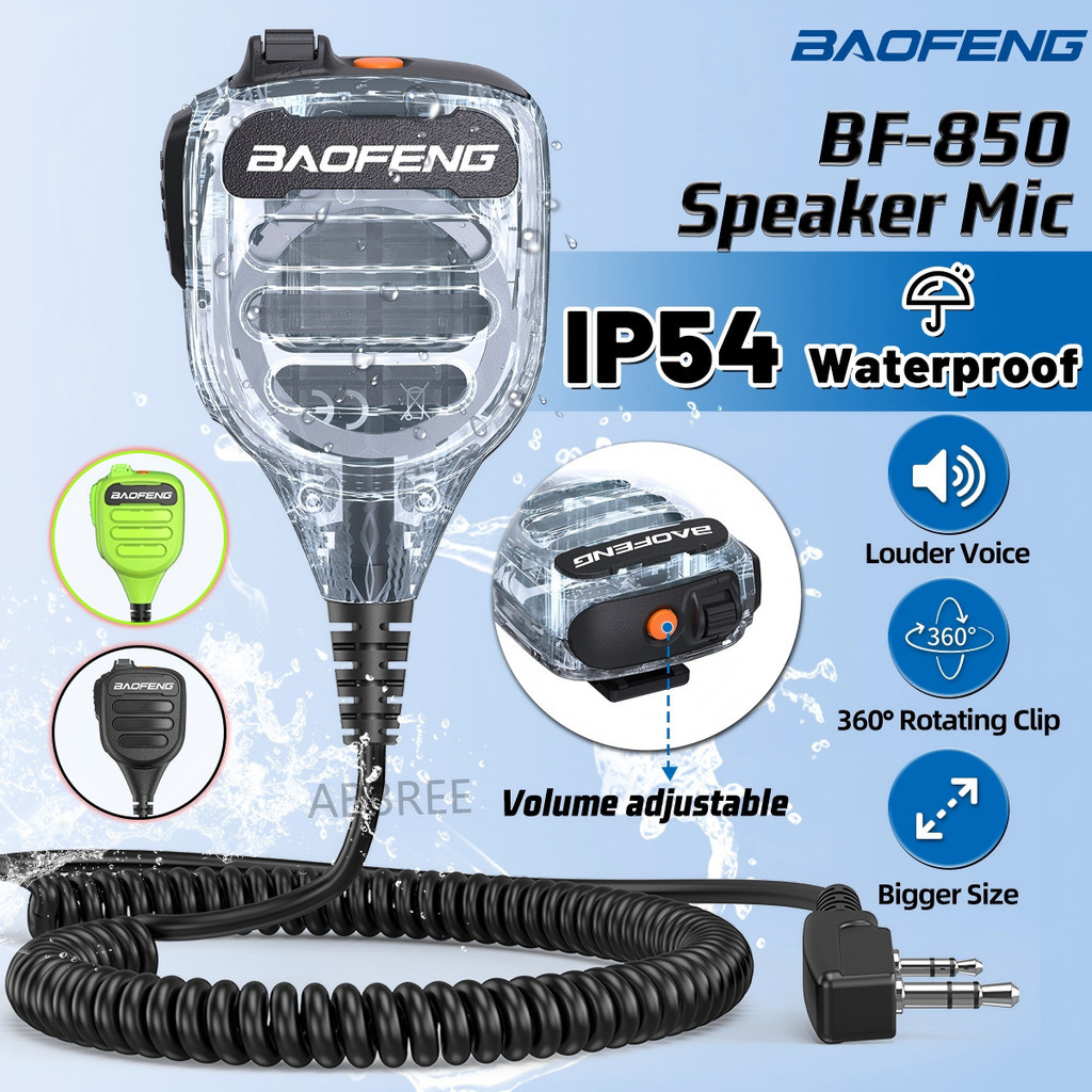 Baofeng BF-850 IP54 กันน้ํา Walkie Talkie ลําโพง Mic Volume ปรับเสียงที่ชัดเจนสูงสําหรับ UV-5R BF-88