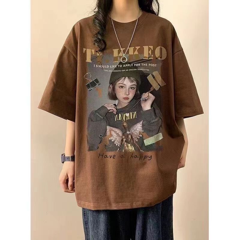 40-150KGPlus ขนาดผู้หญิง 150Kg PLUS ขนาดเสื้อยืดสําหรับฤดูร้อนสไตล์ใหม่หลวมอินเทรนด์ C17633