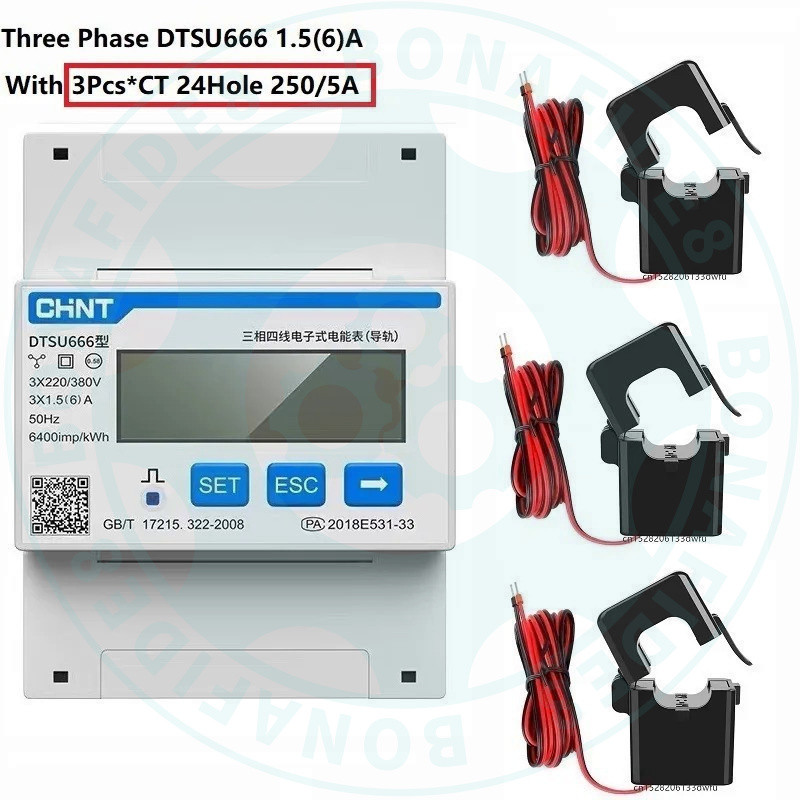 Chint ddsu666 dtsu666 80A เครื่องวัดแรงดันไฟฟ้าแบบดิจิตอล RS485 ac 230V 380V