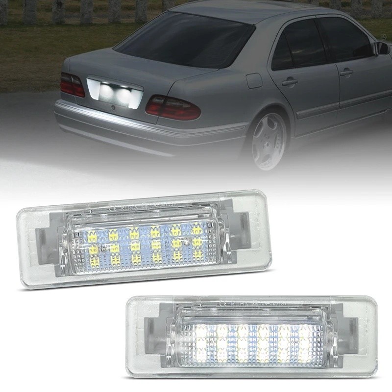 FZ 2 ชิ้นสําหรับ Benz W210 E300 E320 E420 E430 E55AMG W202 C230 C280 C43AMG ไฟป้ายทะเบียน LED สีขาว