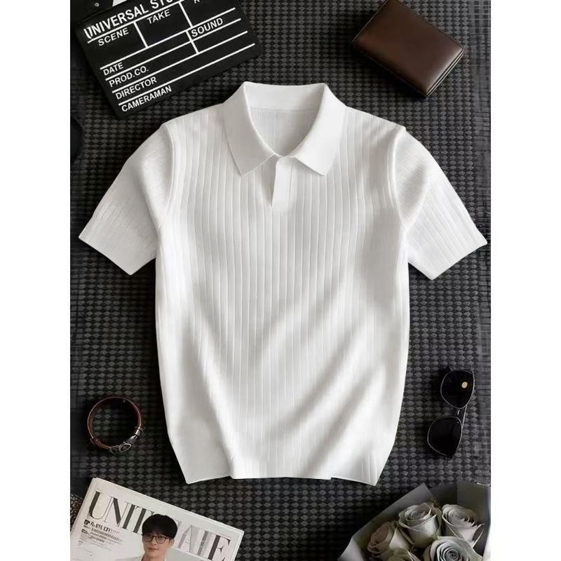TUCANO Woodpecker Hong Kong Style Textured Short-Sleeved Design Mens Lapel Old Money Style Jacket#TU