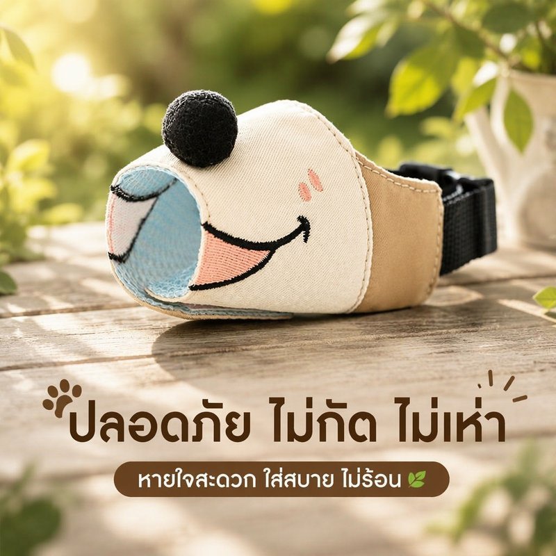 ปลอกปากสุนัข ผ้าแคนวาส กันกัด กันเห่า ปรับได้ ระบายอากาศ สุนัขดื่มน้ำได้ ขนาดเล็กกลางใหญ่
